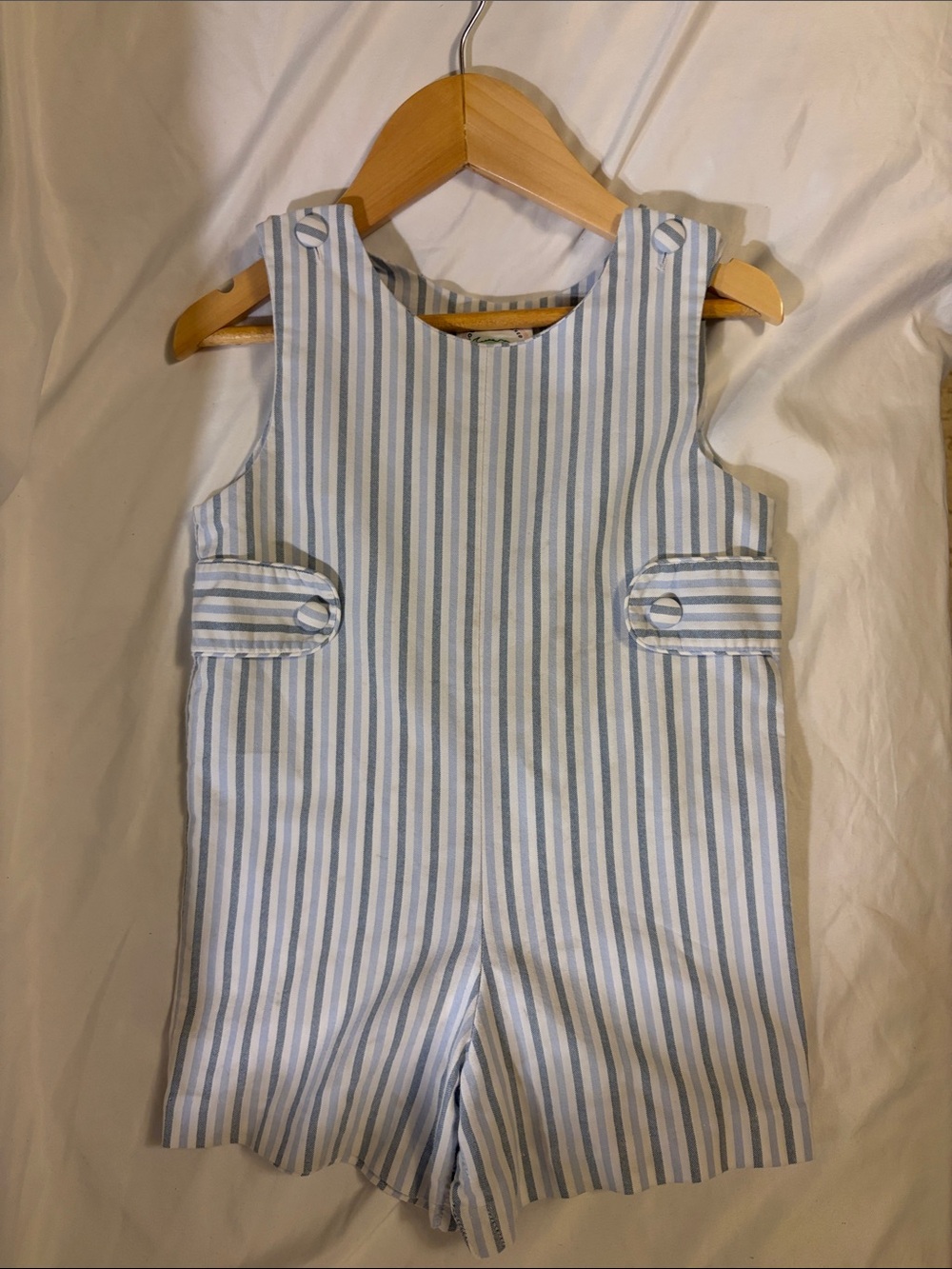 Striped Blue & White Cotton Baby Romper